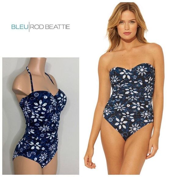 New. Bleu Rod Beattie blue strapless swimsuit. Normally $129. Size 12 - Picture 1 of 14
